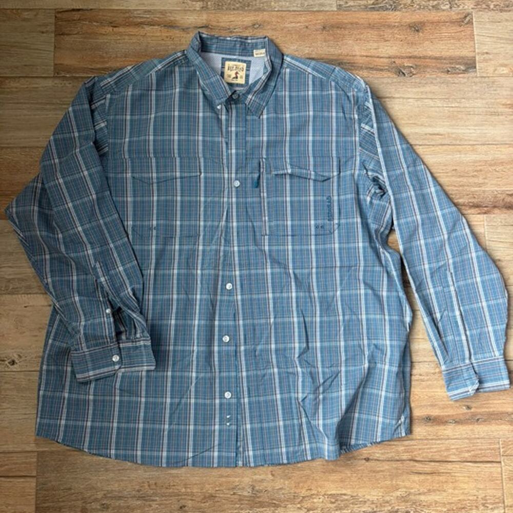 RedHead Brand Co. Men’s 3XL Blue Plaid Long Sleeve Button-Up Shirt